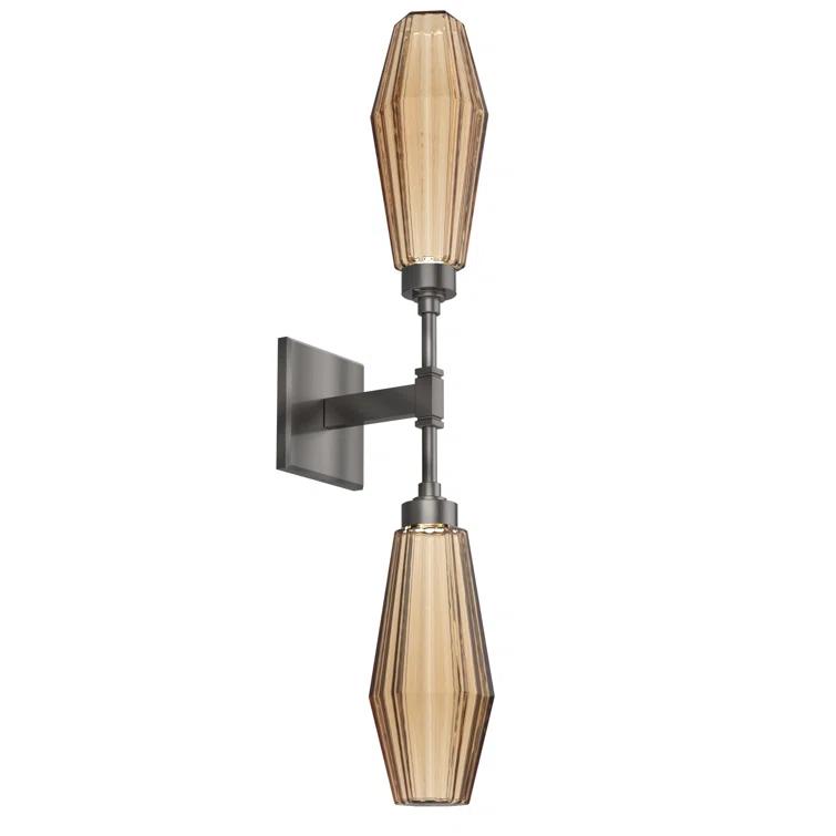 Aalto Double Bronze Shade LED Wall Sconce in Metallic Beige Silver