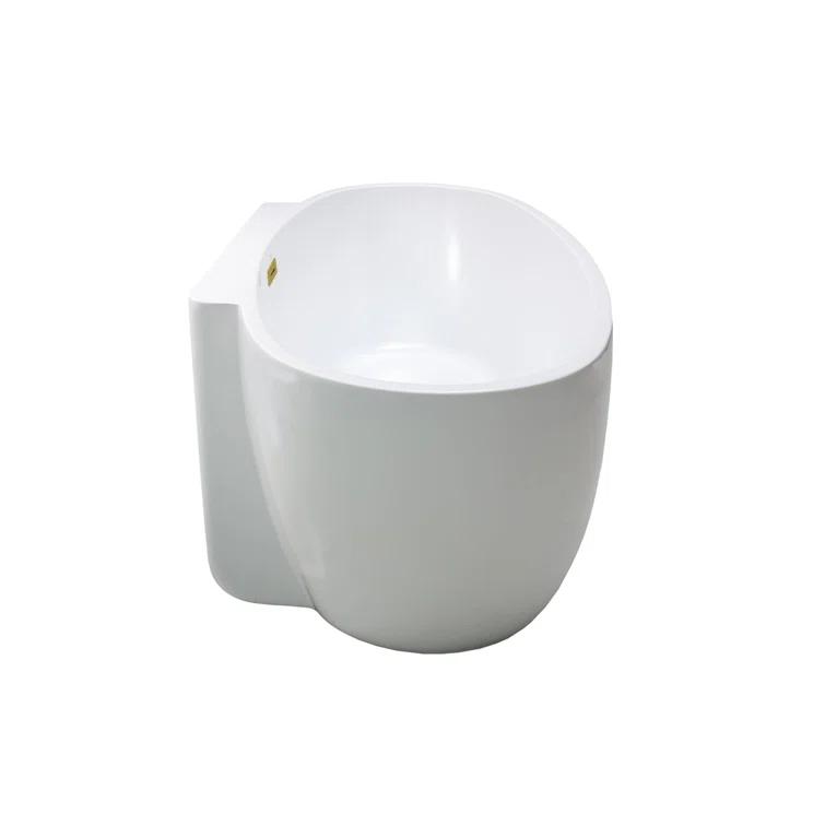 59" Streamline Freestanding Soaking Acrylic Bathtub With Drain and Bamboo Tray