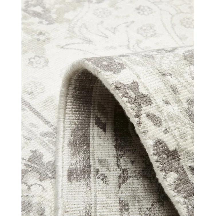 Elegant Bone Viscose 9' x 12' Hand-Knotted Transitional Area Rug