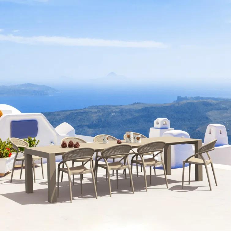 Siesta Sunset 9-Piece Taupe Extendable Outdoor Dining Set
