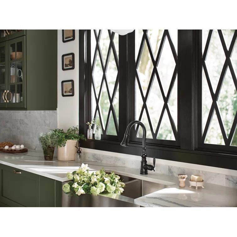 Moen Weymouth One-Handle Pull Down Single Handle Kitchen Faucet with Power Boost
