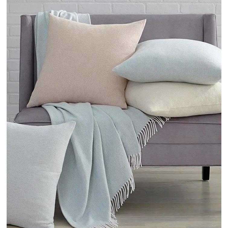 Apricot 22" x 22" Cotton Square Pillow with Feather Down Insert