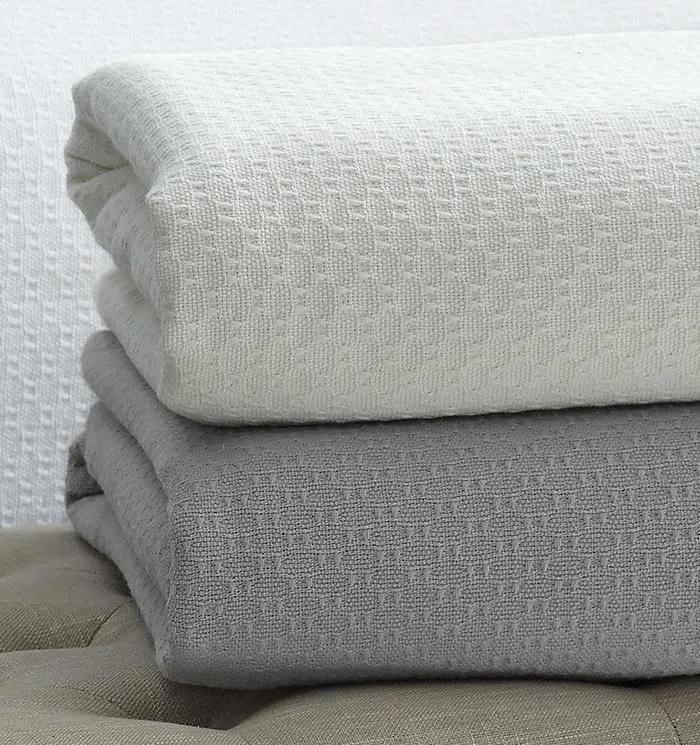 Corino Marine-Inspired White Cotton Full/Queen Blanket