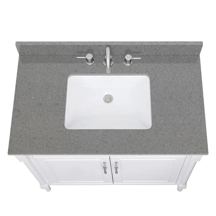 37'' Quartz Single Bathroom Vanity Top with Sink