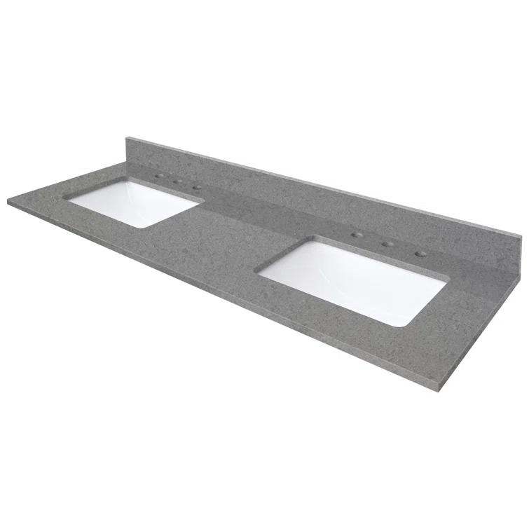 61'' Quartz Double Bathroom Vanity Top with Sink
