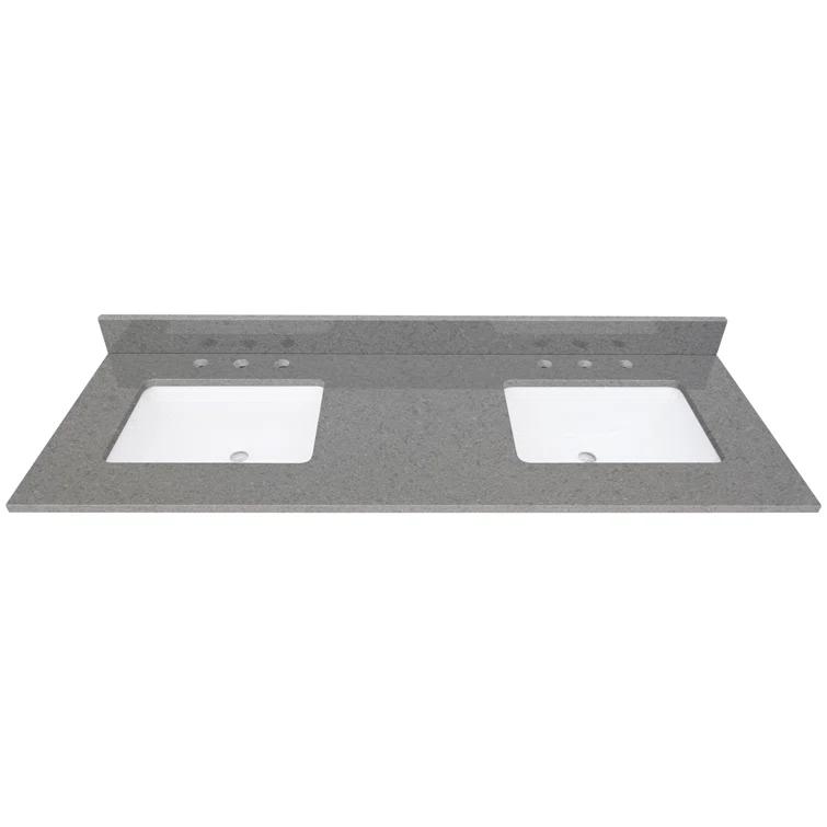 61'' Quartz Double Bathroom Vanity Top with Sink