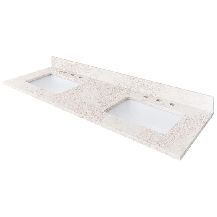61'' Quartz Double Bathroom Vanity Top with Sink