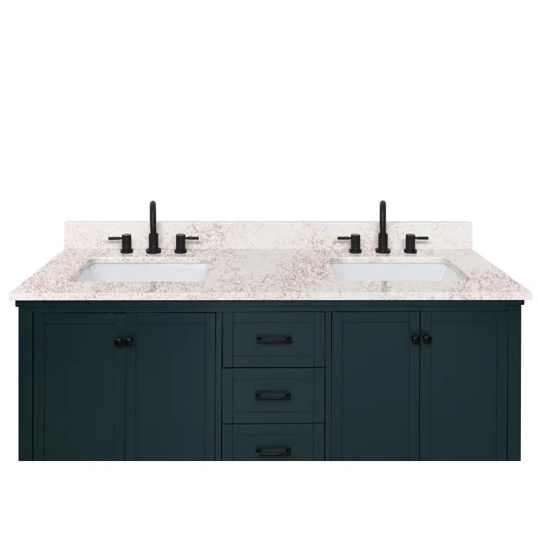 61'' Quartz Double Bathroom Vanity Top with Sink