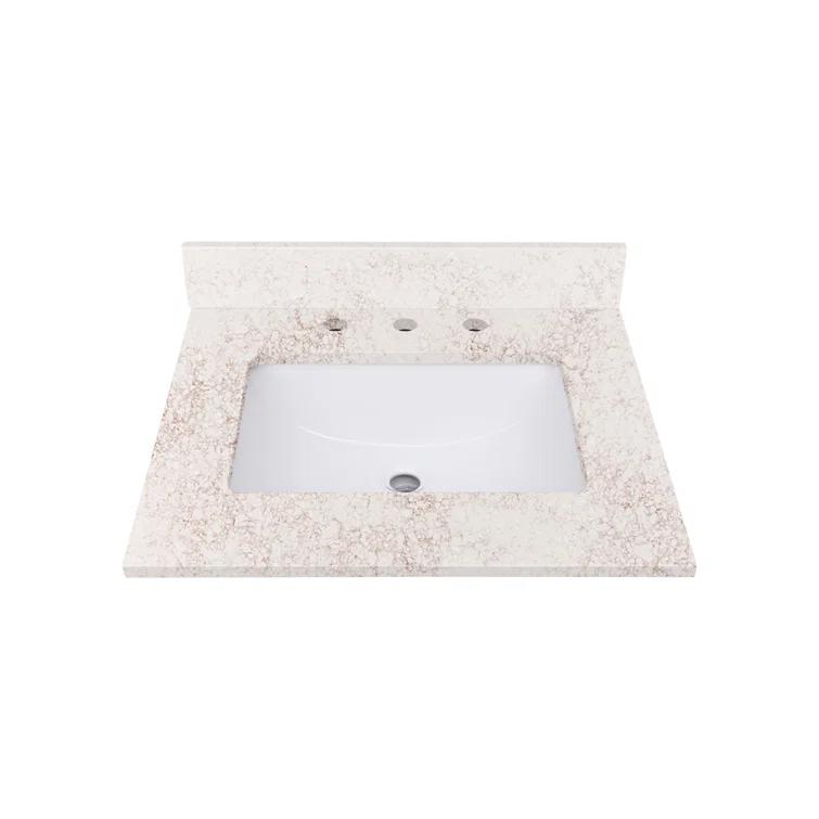 25'' Quartz Single Bathroom Vanity Top with Sink