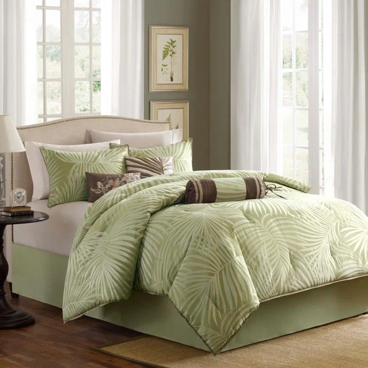 Soft Green Microfiber 7 Piece Jaquard Comforter Set