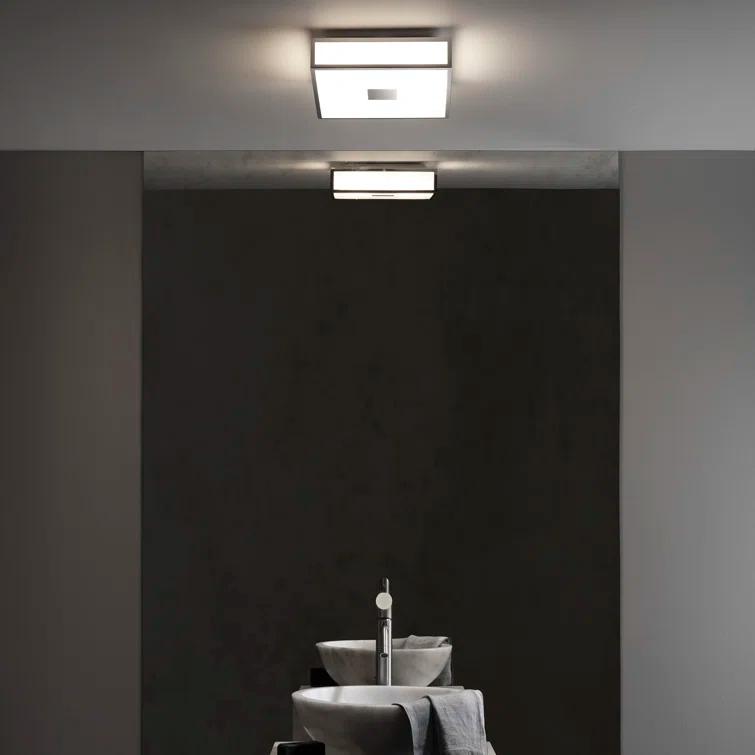 Elegant Square Polished Chrome Ceiling Light with Frosted Glass