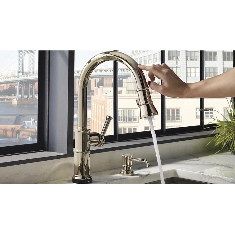 Contemporary Nickel Pull-Out Spray Kitchen Faucet with LED Indicator