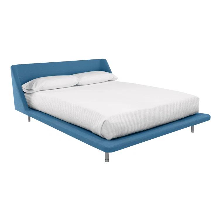 Vesper Light Grey King Upholstered Platform Bed with Curved Headboard