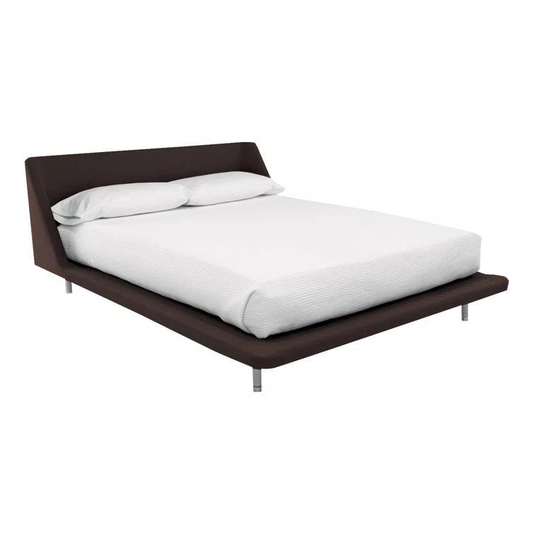 Vesper Light Grey King Upholstered Platform Bed with Curved Headboard