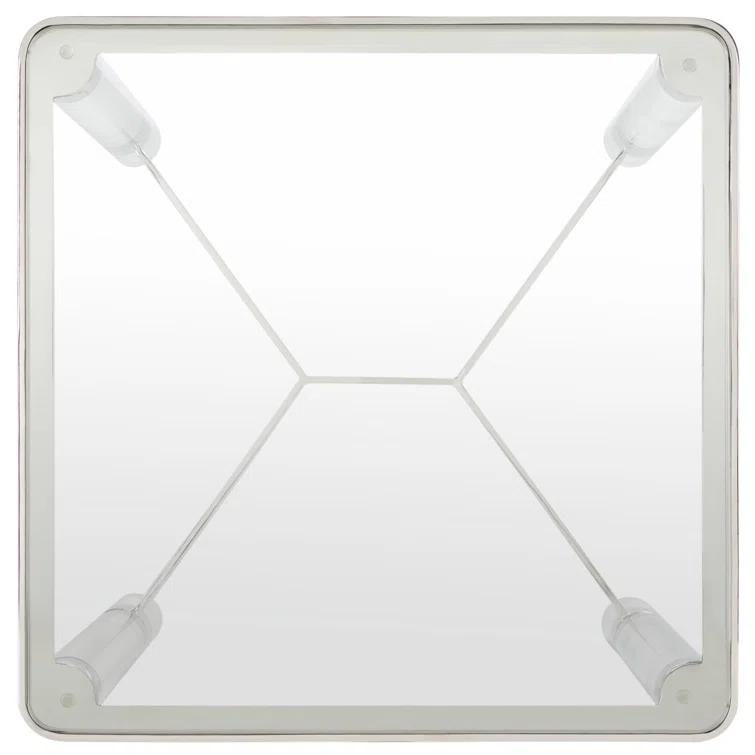 Suzanna 20'' Round Acrylic and Glass Accent Table with Brass Accents