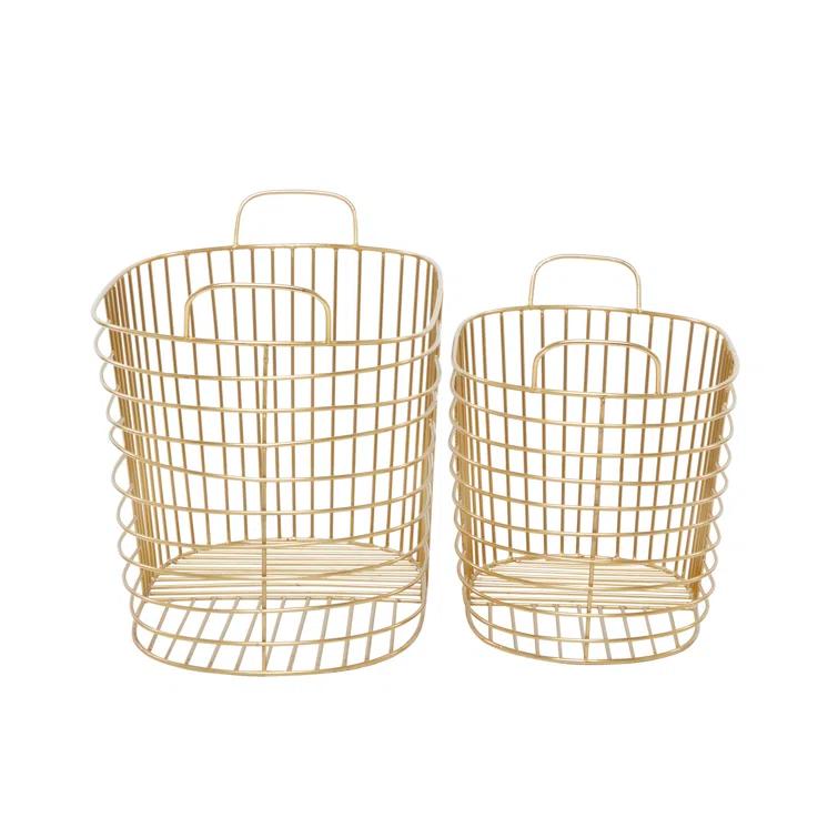 Abbie Metal Basket With Handles - Set of 2