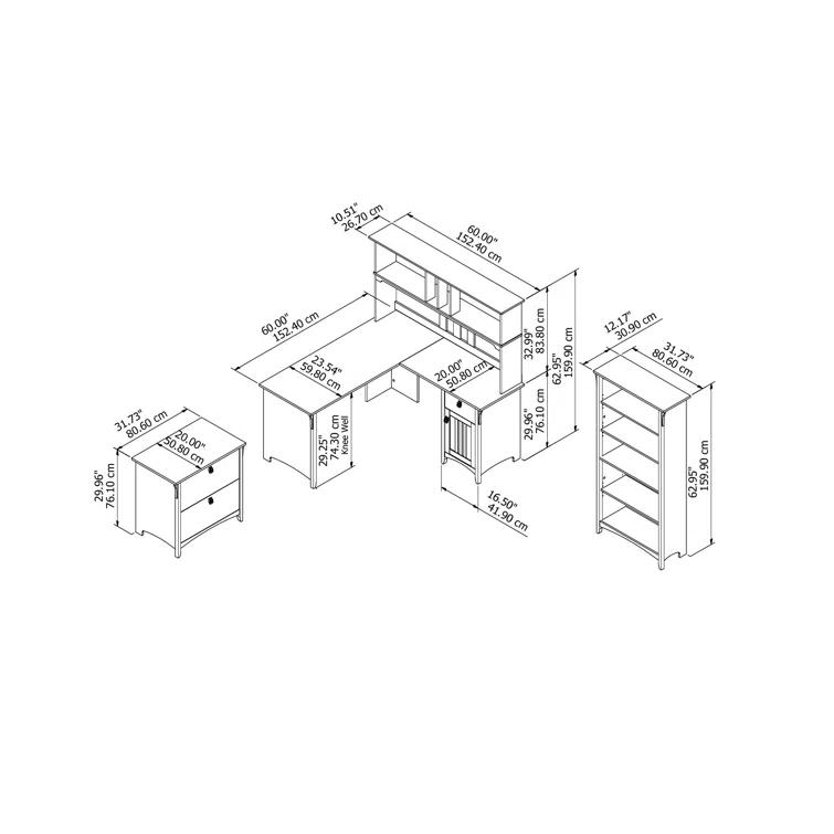 Inbox Zero Ozro L-Shape Credenza Desk with Hutch