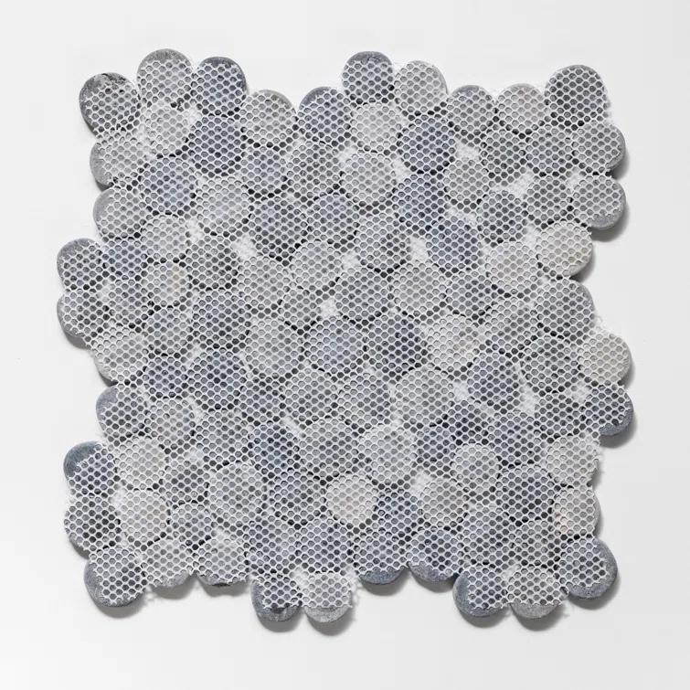 Cruz Bay Studio 11.5" x 11.5" Random Sized Natural Stone Penny Round Mosaic Wall & Floor Tile