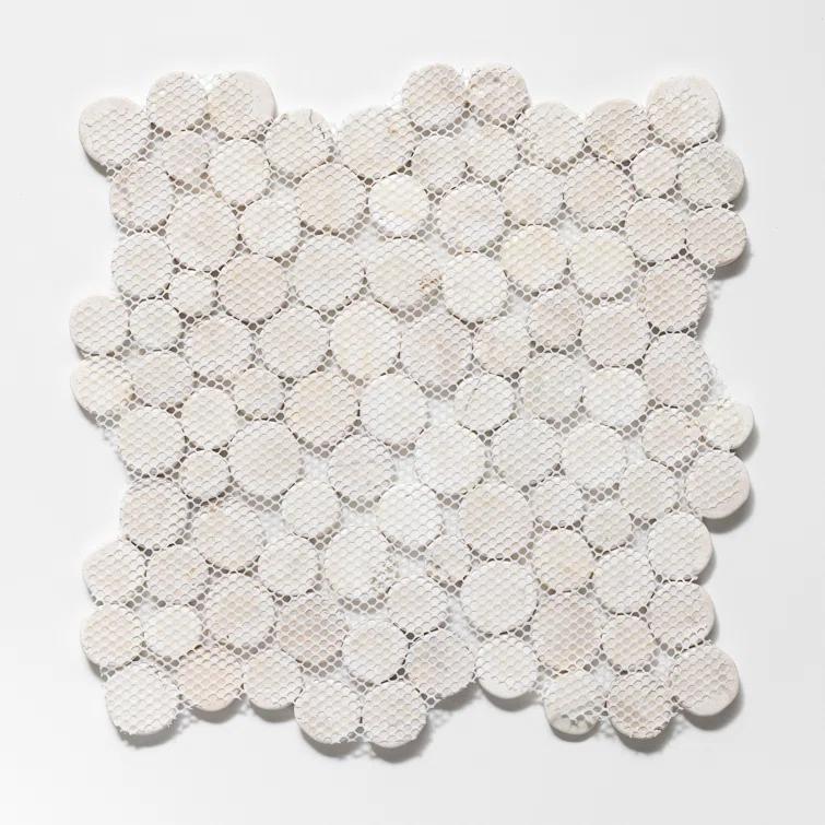 Cruz Bay Studio 11.5" x 11.5" Random Sized Natural Stone Penny Round Mosaic Wall & Floor Tile