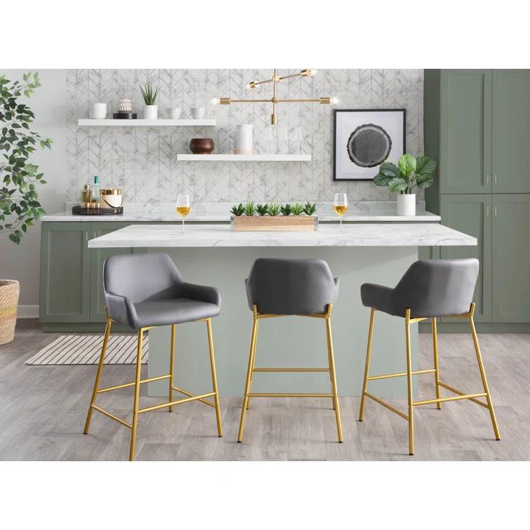 Cassiopeia Fixed-Height Faux Leather Bar & Counter Stool with Metal Legs
