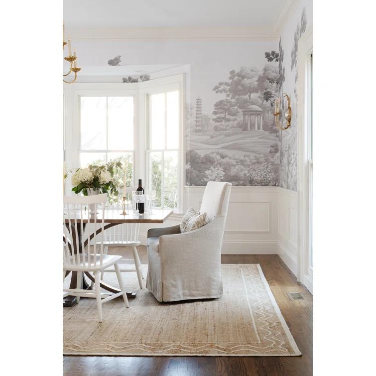 Natural Beige and White Wool Jute Runner Rug