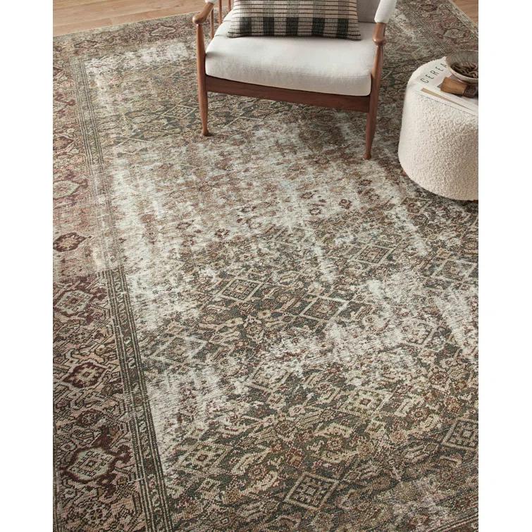 Georgie Oriental Moss/Salmon Area Rug