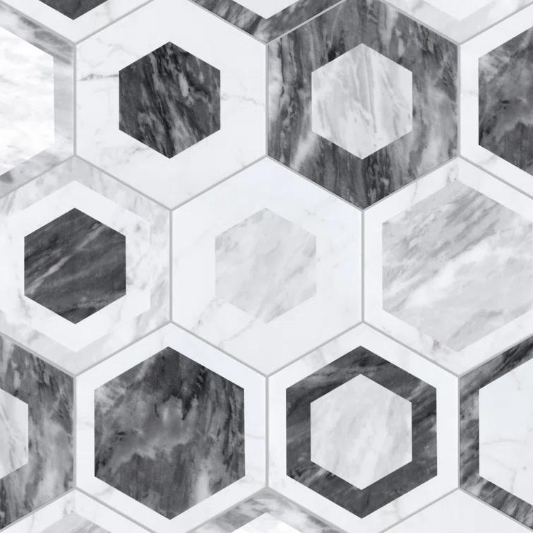Merola Tile Classico Bardiglio Hex 7" x 8" Porcelain Patterned Wall & Floor Tile