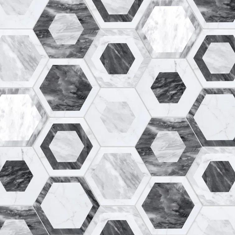 Merola Tile Classico Bardiglio Hex 7" x 8" Porcelain Patterned Wall & Floor Tile