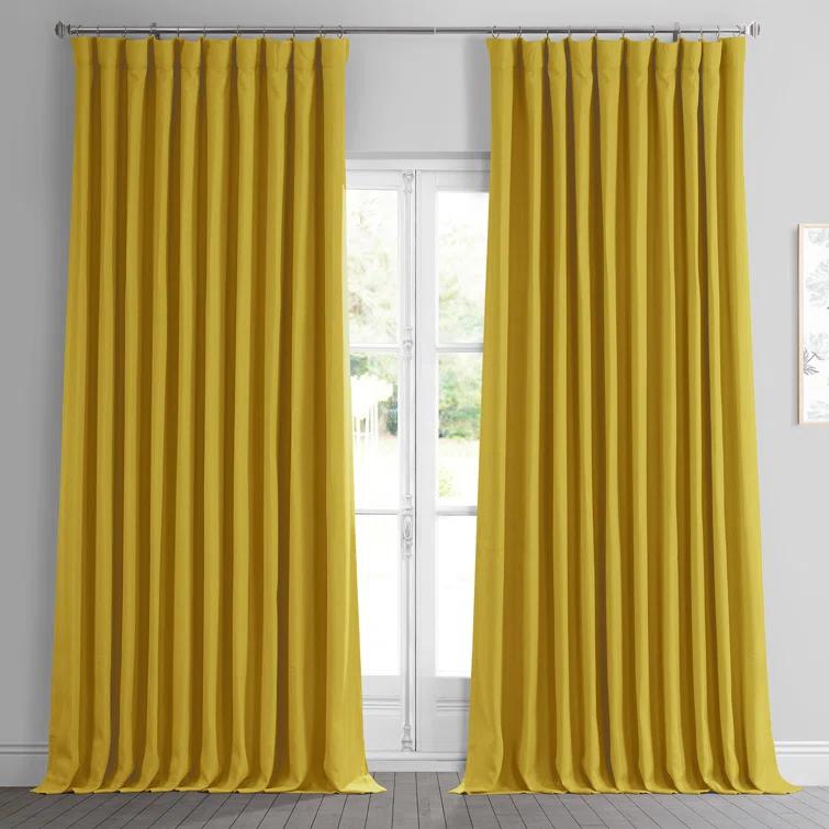 Textured Faux Linen Rod Pocket Room Darkening Curtains for Bedroom & Living Room Curtains - Single Panel Drapes