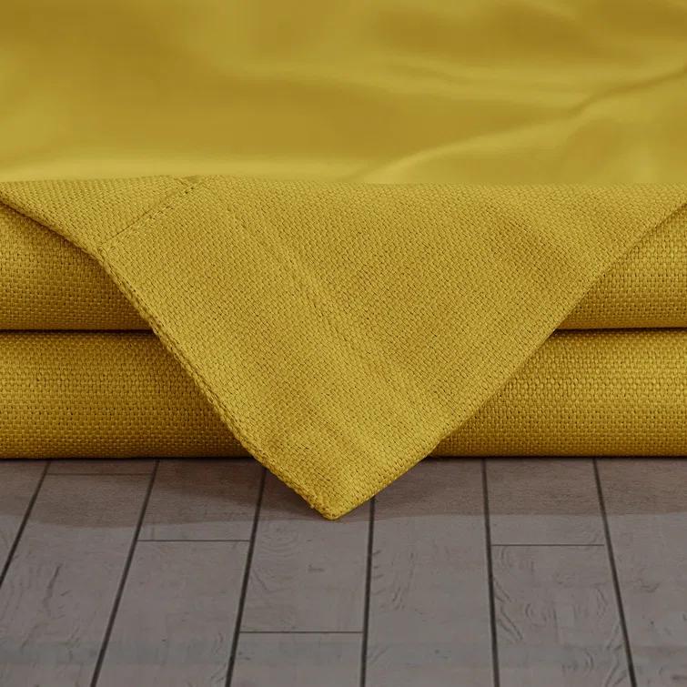 Textured Faux Linen Rod Pocket Room Darkening Curtains for Bedroom & Living Room Curtains - Single Panel Drapes