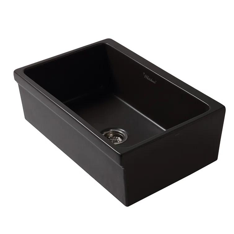 Whitehaus Collection 30” Reversible Single Bowl Fireclay Kitchen Sink: Beveled, Lip Front Apron