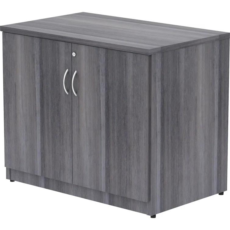 Essentials Series 2-Door Storage Cabinet - 36" X 22.5" X 29.5" - Drawer(S)2 Door(S) - Material: Melamine Faced Chipboard (MFC) Top, Melamine Faced Chipboard (MFC) Shelf, Melamine Faced Chipboard (MFC) Side Panel, Melamine Panel - Finish: Weathered Charcoa