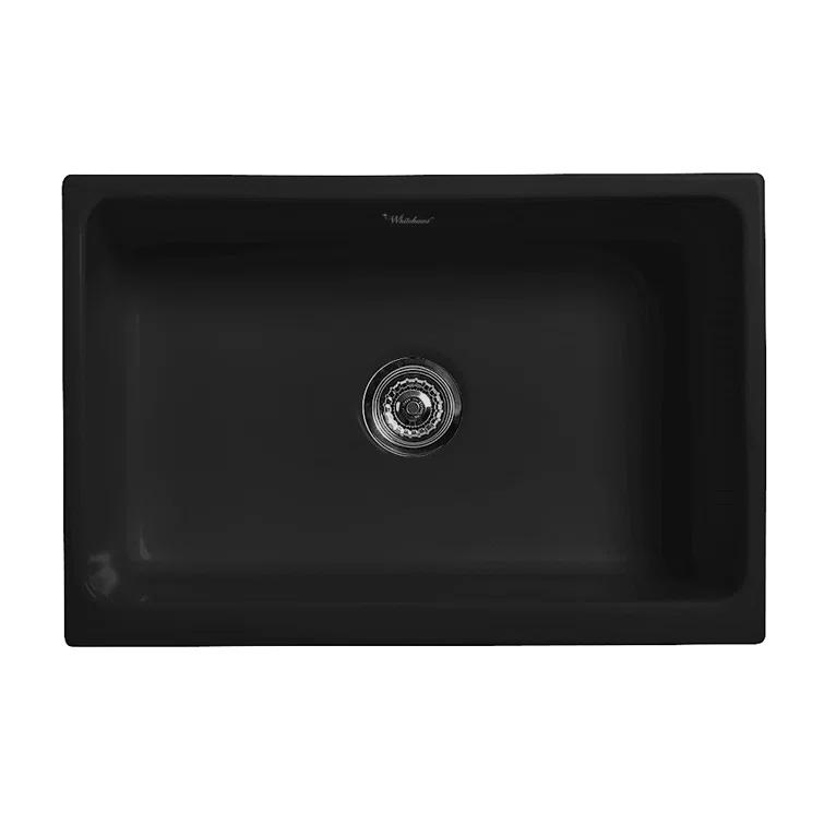 Whitehaus Collection 30” Reversible Single Bowl Fireclay Kitchen Sink: Beveled, Lip Front Apron