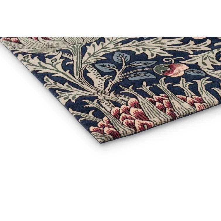 Hand-Tufted Wool and Viscose Floral Rug in Red and Blue