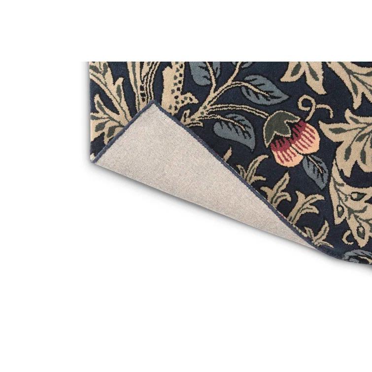 Hand-Tufted Wool and Viscose Floral Rug in Red and Blue