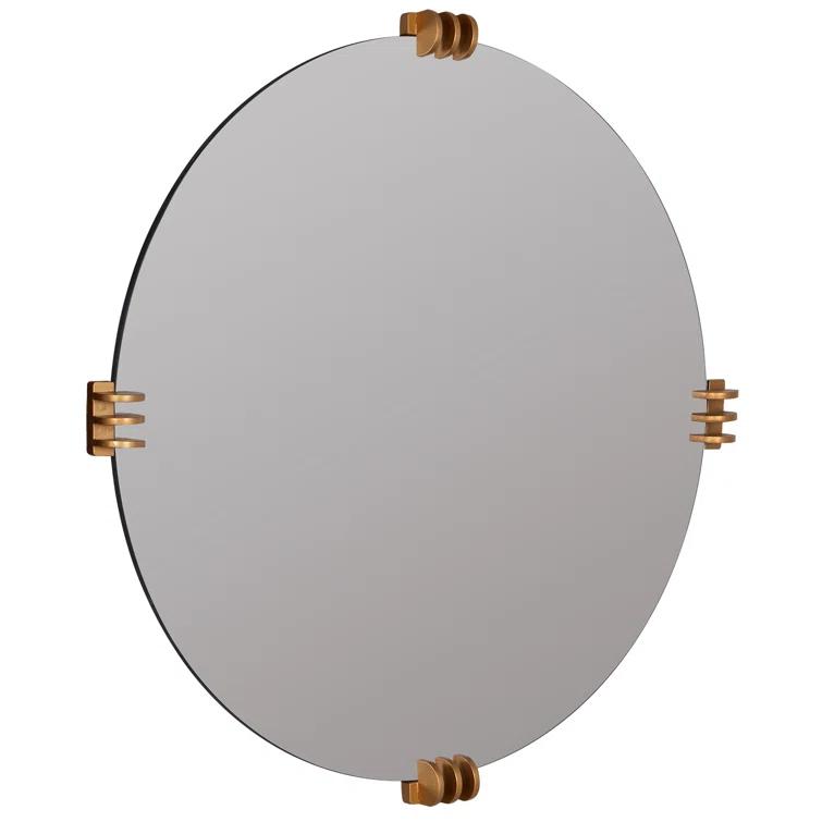 Aubrey 30" Round Frameless Gold Wall Mirror