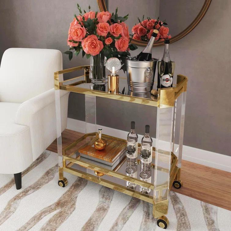 Butler Specialty Company Charlevoix Acrylic 2-Tier Bar Cart - Clear & Gold