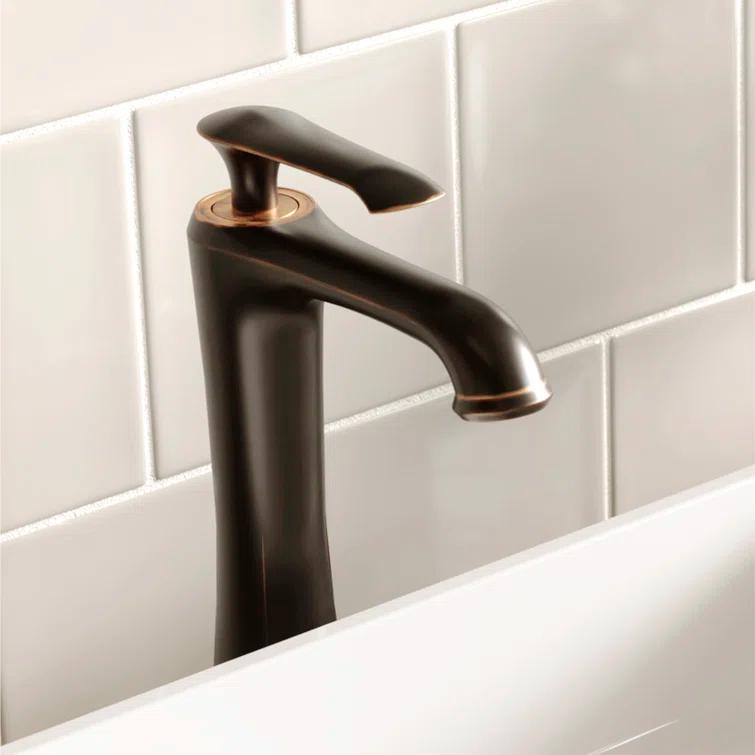 Karran Woodburn Single Handle Single Hole Vessel Bathroom Faucet With Matching Pop-up Drain