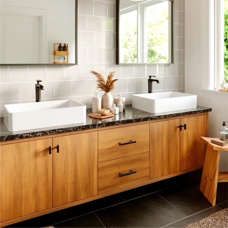 Karran Woodburn Single Handle Single Hole Vessel Bathroom Faucet With Matching Pop-up Drain