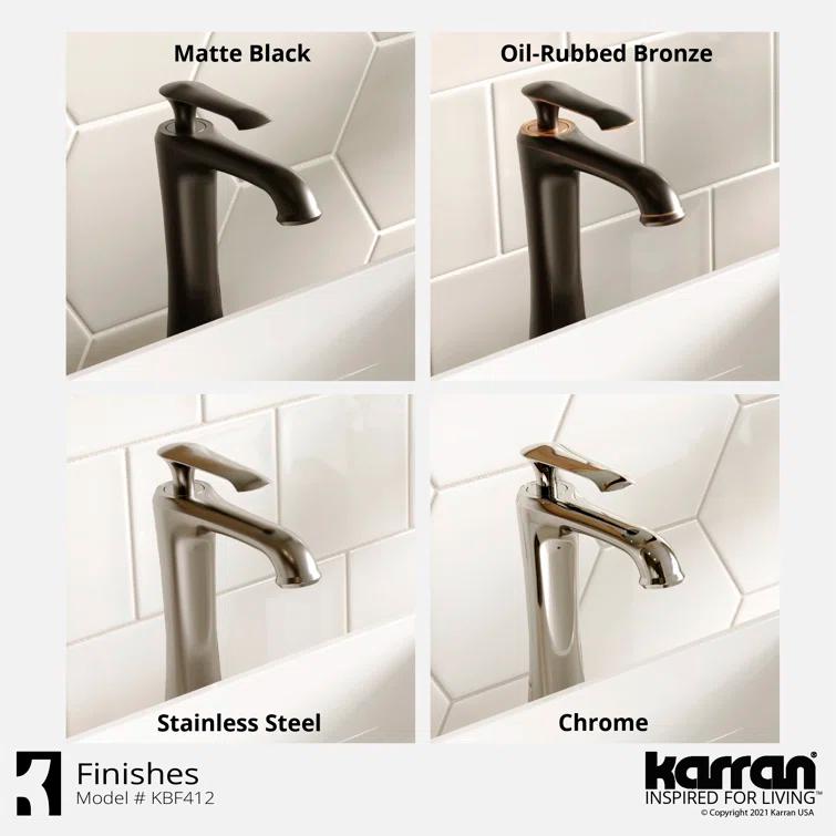 Karran Woodburn Single Handle Single Hole Vessel Bathroom Faucet With Matching Pop-up Drain