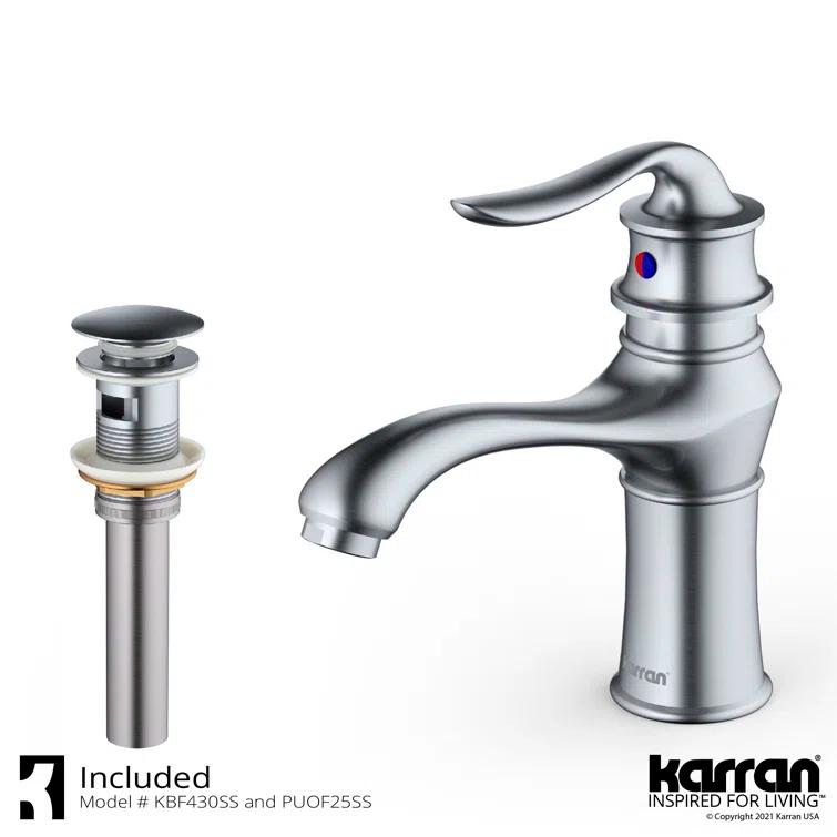 Karran Dartford Single Handle Single Hole Basin Bathroom Faucet With Matching Pop-up Drain