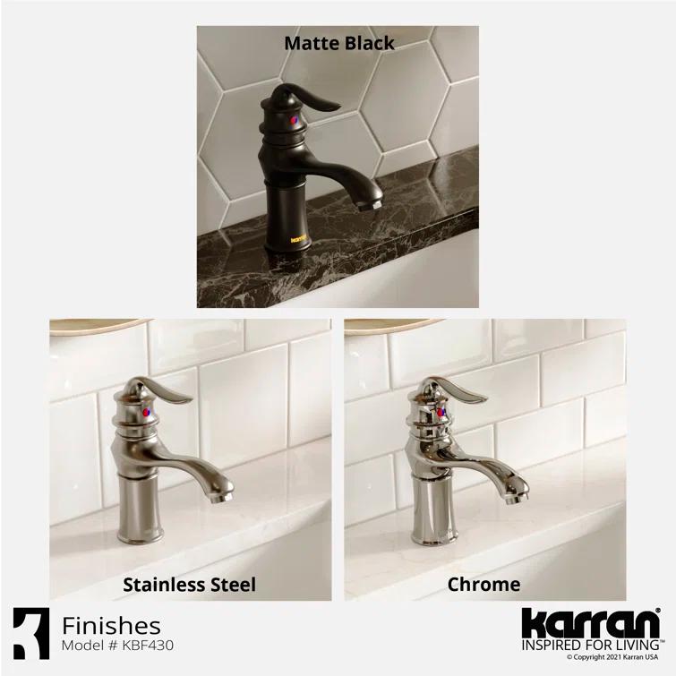 Karran Dartford Single Handle Single Hole Basin Bathroom Faucet With Matching Pop-up Drain
