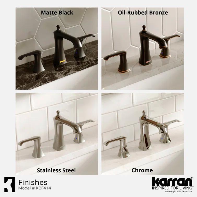 Karran Woodburn 8 In. Widespread 2-Handle Bathroom Faucet With Matching Pop-up Drain