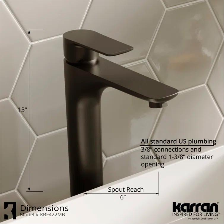 Karran Valera 16'' Vitreous China Vessel Bathroom Sink With Faucet and Drain in Matte Black