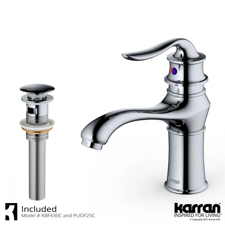 Karran Dartford Single Handle Single Hole Basin Bathroom Faucet With Matching Pop-up Drain