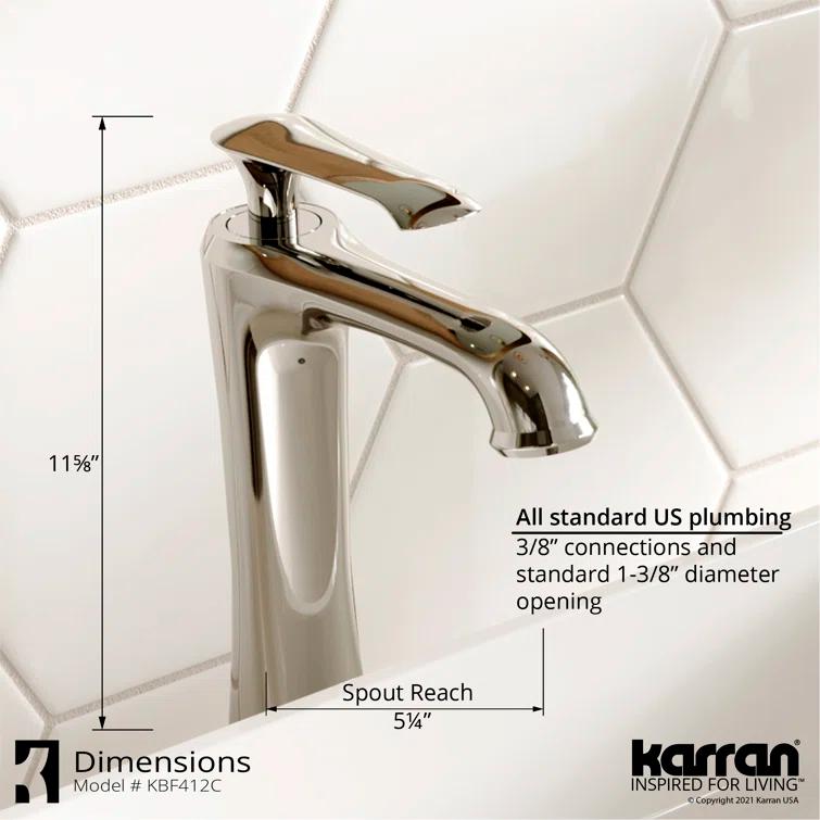 Karran Woodburn Single Handle Single Hole Vessel Bathroom Faucet With Matching Pop-up Drain