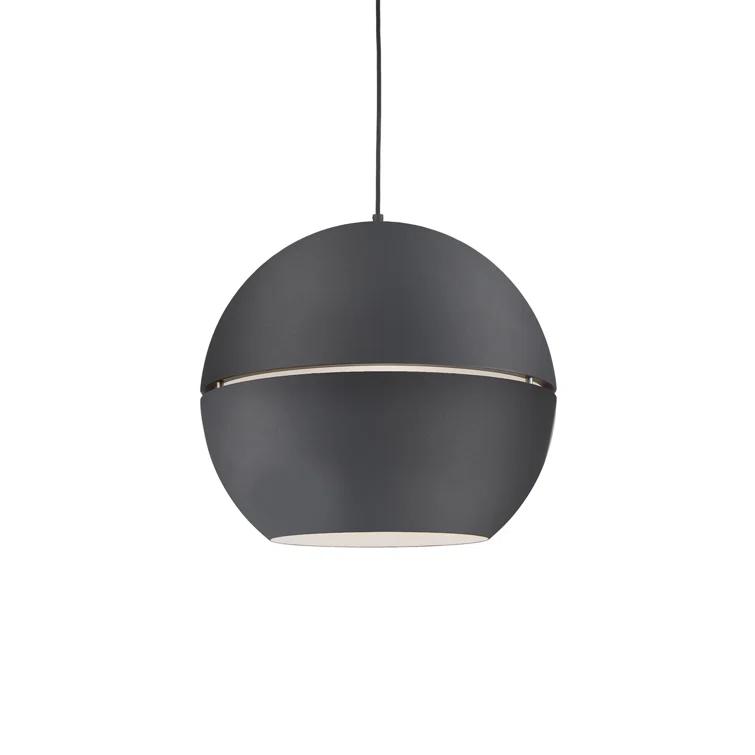 Lucas Split Sphere Black Aluminum Pendant Light, 21.5" H x 24" W
