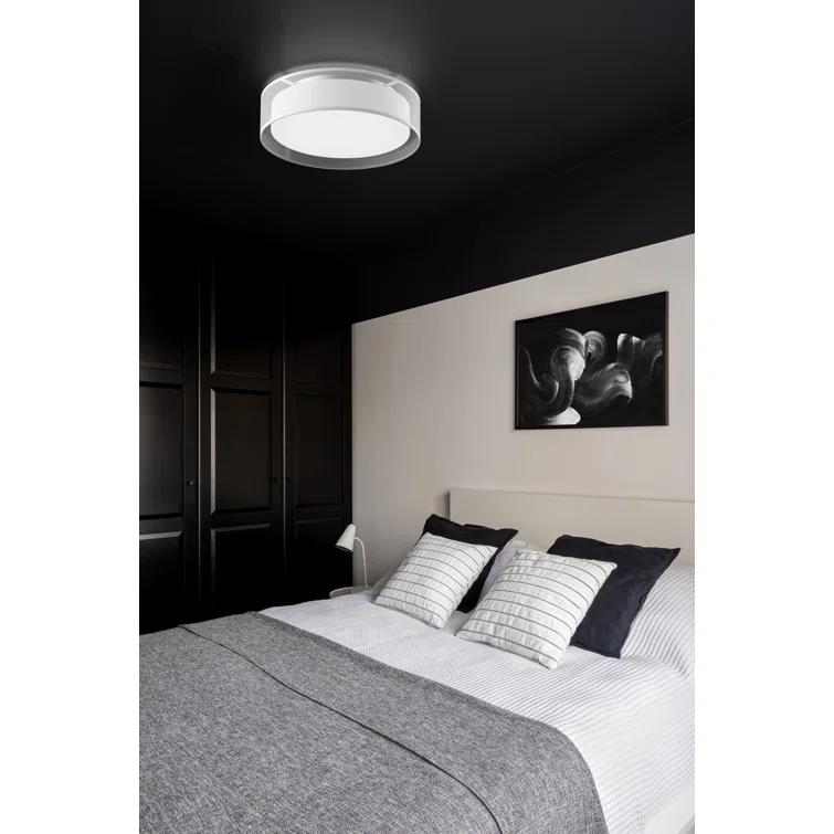 Dalton Textured Fabric LED Flush Mount in Gray, Energy Star