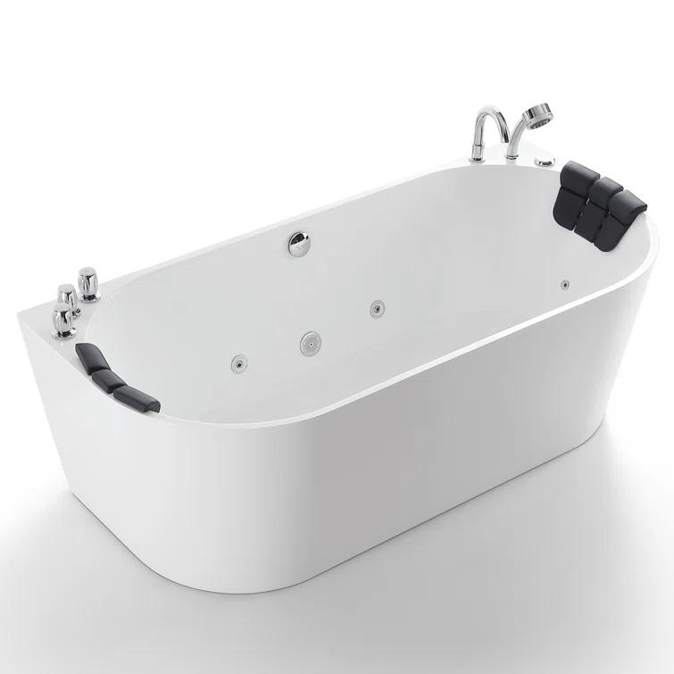 Empava EMP-67AIS07 67'' x 33.5'' Freestanding Whirlpool Plastic / Acrylic Bathtub with Faucet