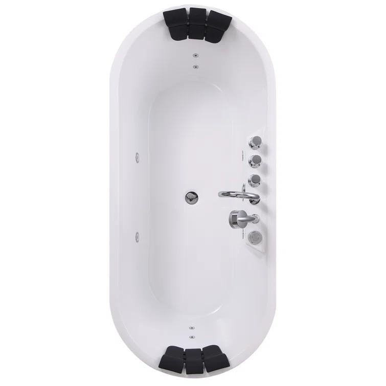 Empava EMP-67AIS01 67'' x 28.7'' Freestanding Whirlpool Plastic / Acrylic Bathtub with Faucet